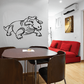 Horned dinosaur wall decal with black outline