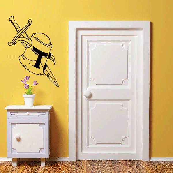 Horned helmet and sword wall decal