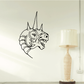 Horned lizard king decal with spiky horns and open-mouthed head in black line art