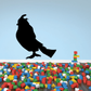 Black horned owl observing decal silhouette