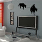 Horse and cowboy riding silhouette wall decal, black