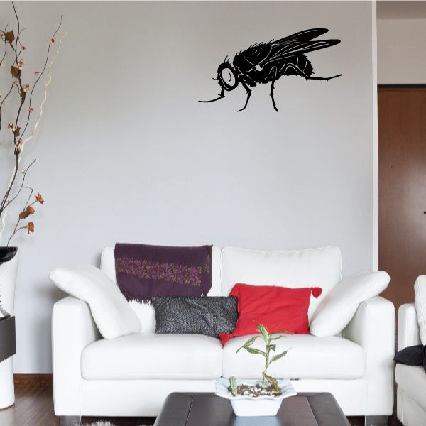 Black horse fly wall decal with detailed wings