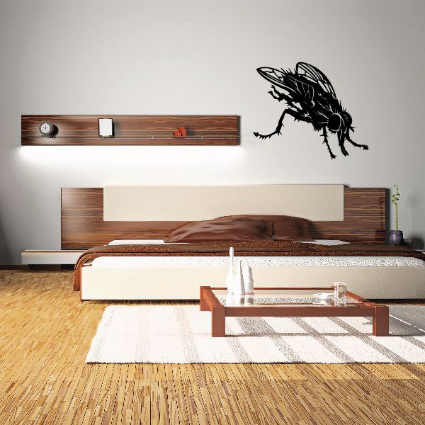 Horse fly wall decal with black fly illustration, long legs and wings