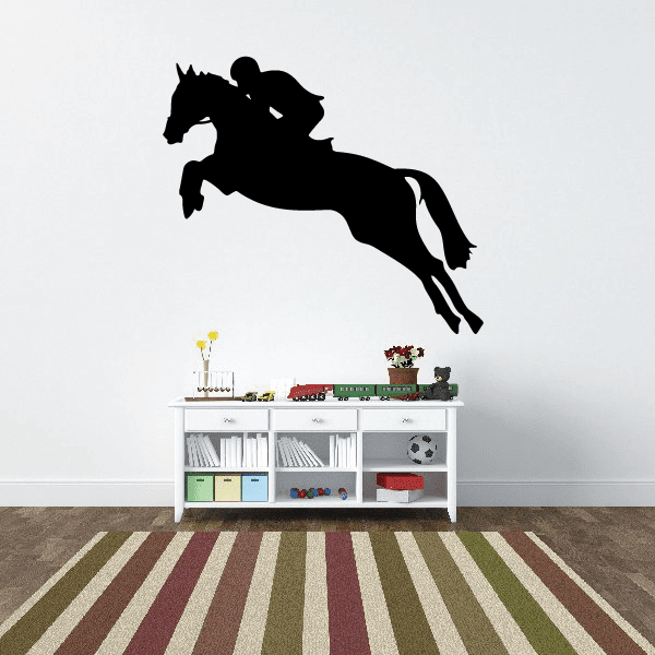 Black horse racing rider wall decal vinyl silhouette