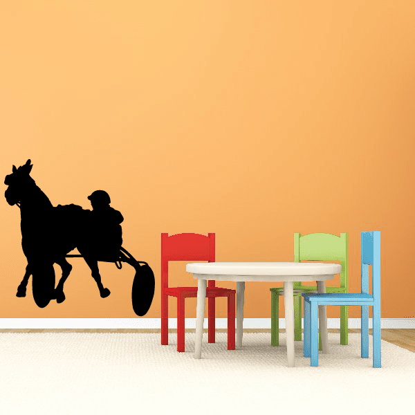 Horse racing wall decal: black jockey and horse silhouette.