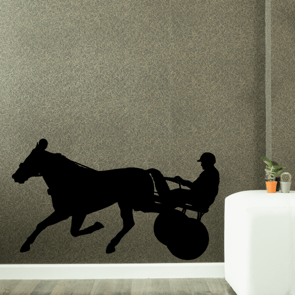 Horse racing wall decal: black jockey silhouette on galloping horse