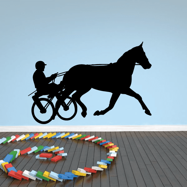 Horse racing vinyl wall decal, black horse-and-rider silhouette