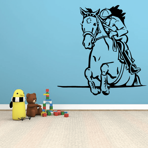 Black stylized horse and jockey wall decal, vinyl