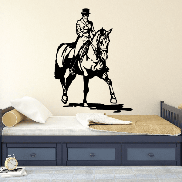 Horse racing wall decal: black jockey and horse silhouette