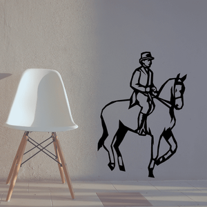 Horse racing wall decal with jockey silhouette on rearing horse