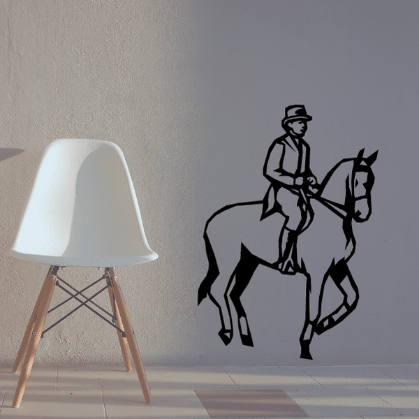 Horse racing wall decal with jockey silhouette on rearing horse