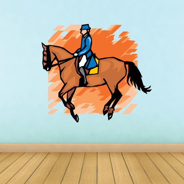 Horse racing jockey and horse vinyl wall decal sticker, die cut