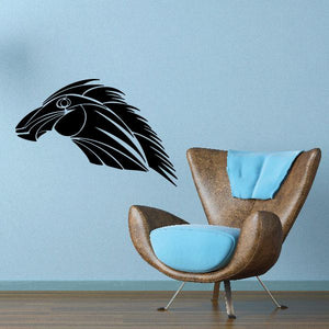 Tribal horse pinstripe vinyl wall decal, black horse head silhouette with flowing lines
