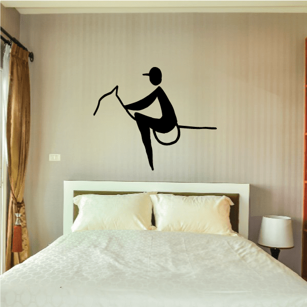 Horseback riding wall decal vinyl silhouette of a rider holding reins, in black.