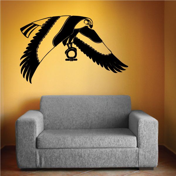 Eagle wall decal with black and gold Egyptian-style Horus design