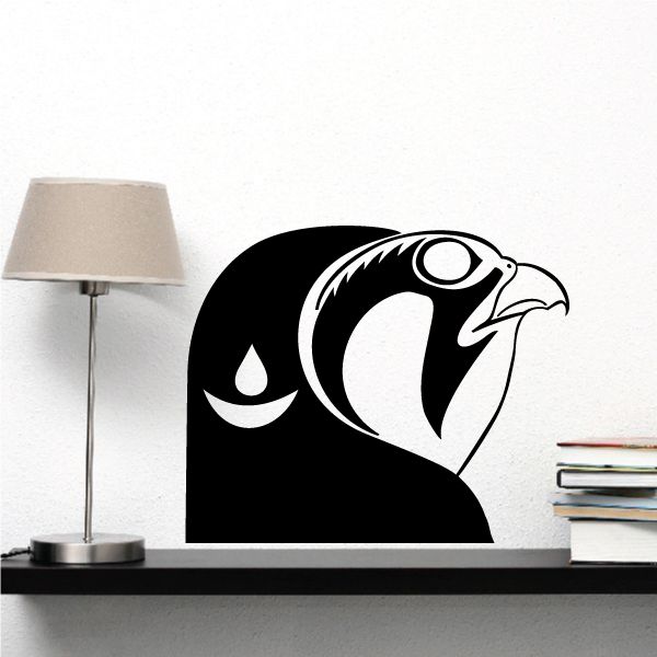 Horus eagle wall decal with black and white stylized eagle head graphic