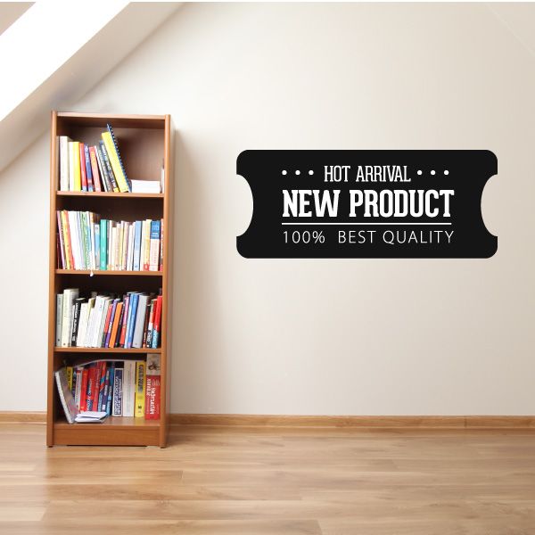 Vinyl wall decal badge with HOT ARRIVAL and NEW PRODUCT text