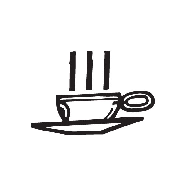 Black hot tea cup decal with steam lines