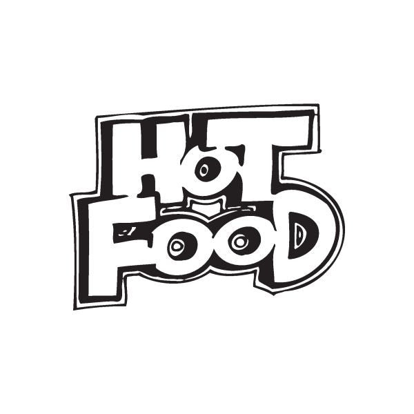 Hot Food decal with bold black-and-white lettering