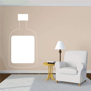 Hot sauce bottle wall decal outline with blank label