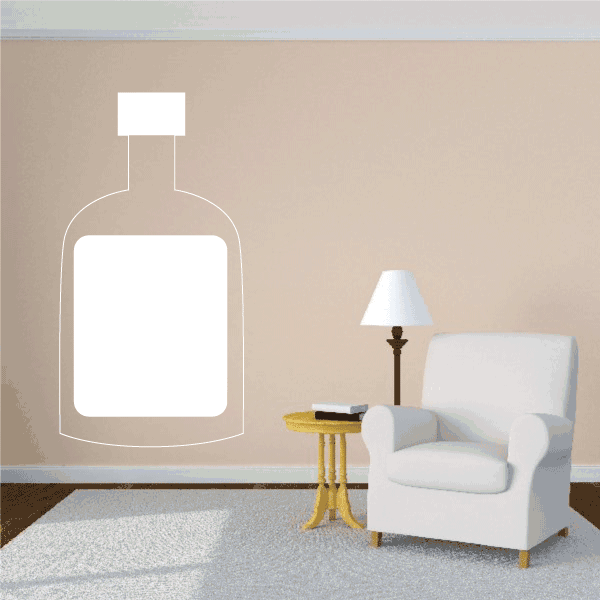 Hot sauce bottle wall decal outline with blank label