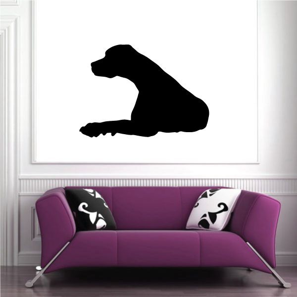 Black dog lying down wall decal silhouette