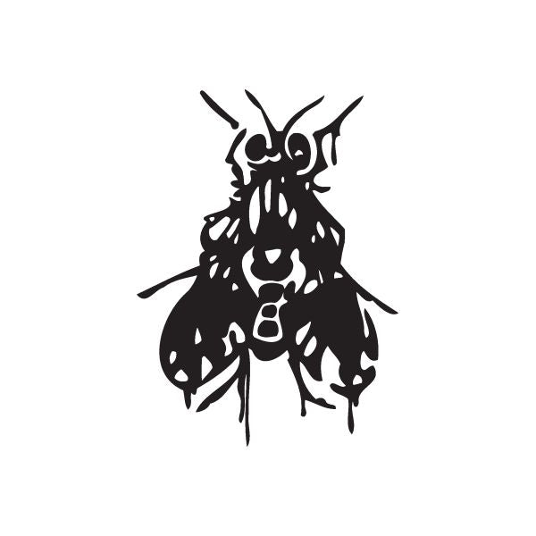 Graffiti-style black fly wall decal with dripping ink details
