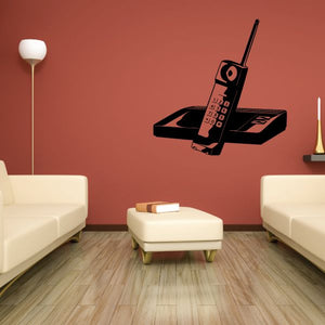 Phone hair straightener wall decal with black and red handset design