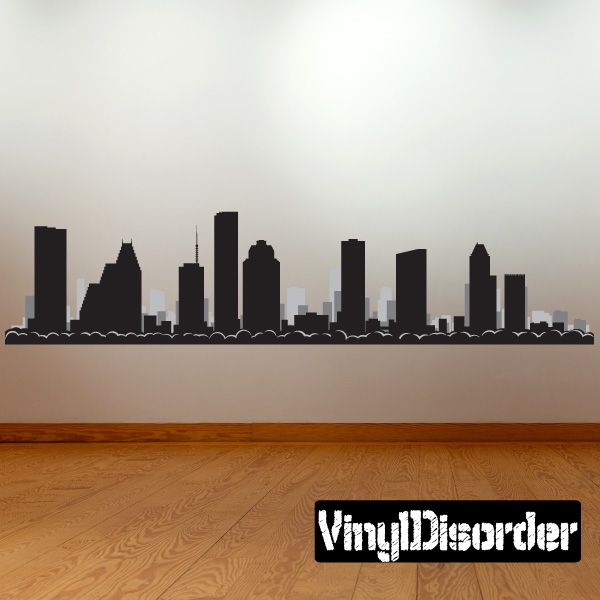 Vinyl wall decal, black Houston skyline silhouette