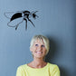 Black hovering bee decal with detailed wings, body, and antennae