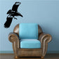 Flying crow wall decal, black silhouette with wings spread