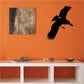 Black hovering crow silhouette decal with spread wings
