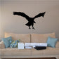 Black vulture wall decal with wings outstretched, hovering silhouette