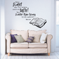 Wall decal with scripture quote and open Bible line art, black on light background