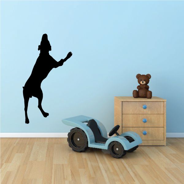 Howling coonhound silhouette decal, black dog howling