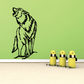 Howling tundra wolf decal, black outline with lime-green fill, standing pose