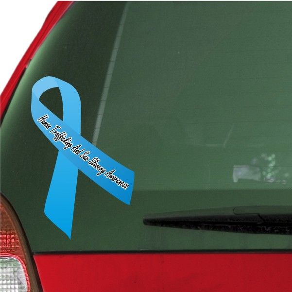 Image of Human Trafficking Sex Slavery Awareness Ribbon Vinyl Sticker