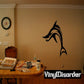 Hunched shark decal wall sticker, black silhouette with curved fins and tail