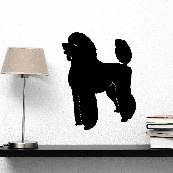 Hungry poodle decal, black silhouette with head lowered