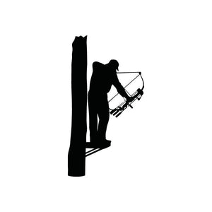 Vinyl wall decal: silhouetted archer with bow and arrow beside vertical post