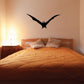 Black bat wall decal silhouette with wings spread