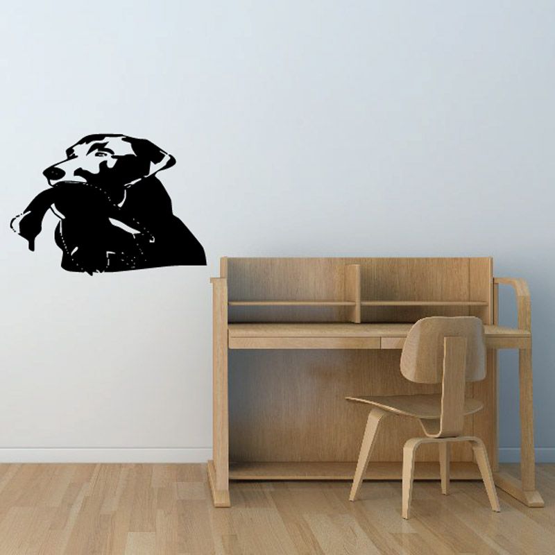 Hunting dog and duck wall decal, black silhouette