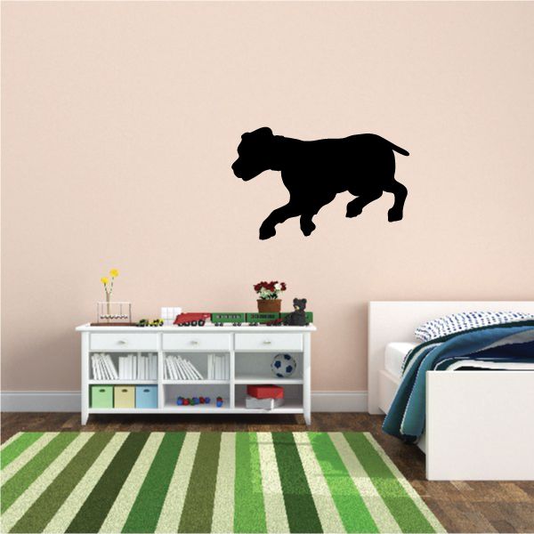 Black hunting puppy decal, side-view dog silhouette