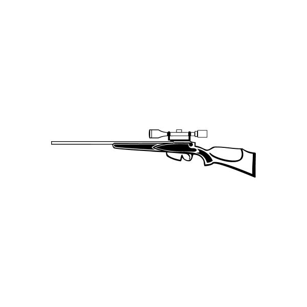 Hunting rifle detail decal with side-profile line drawing and scope