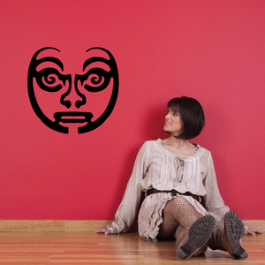 Black hypnotized face mask decal with swirl eyes and nose