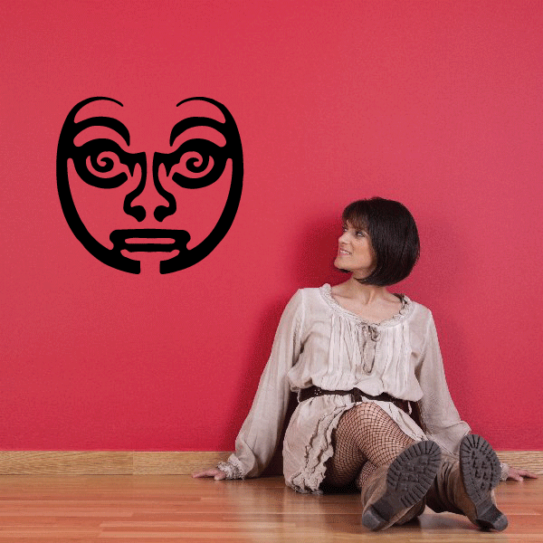 Black hypnotized face mask decal with swirl eyes and nose