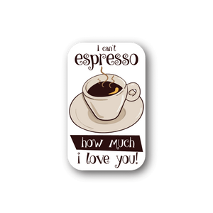 Coffee vinyl sticker with espresso cup graphic and quote text