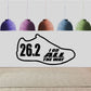 Black running-shoe marathon decal with 26.2 and "Go the Way" text
