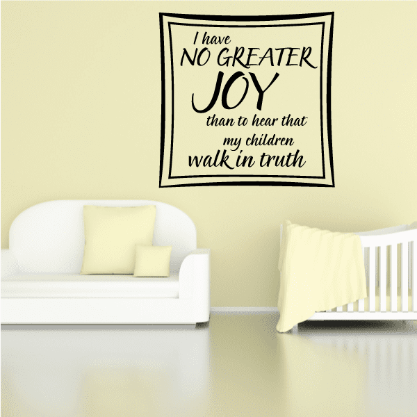 Inspirational wall decal with black scripture text in a square border frame