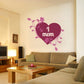 Heart wall decal with "mom" in center and purple floral vines
